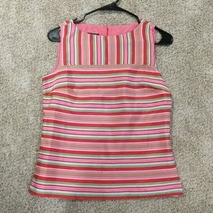 Talbots Petite Pink Striped Silk Dress Shirt